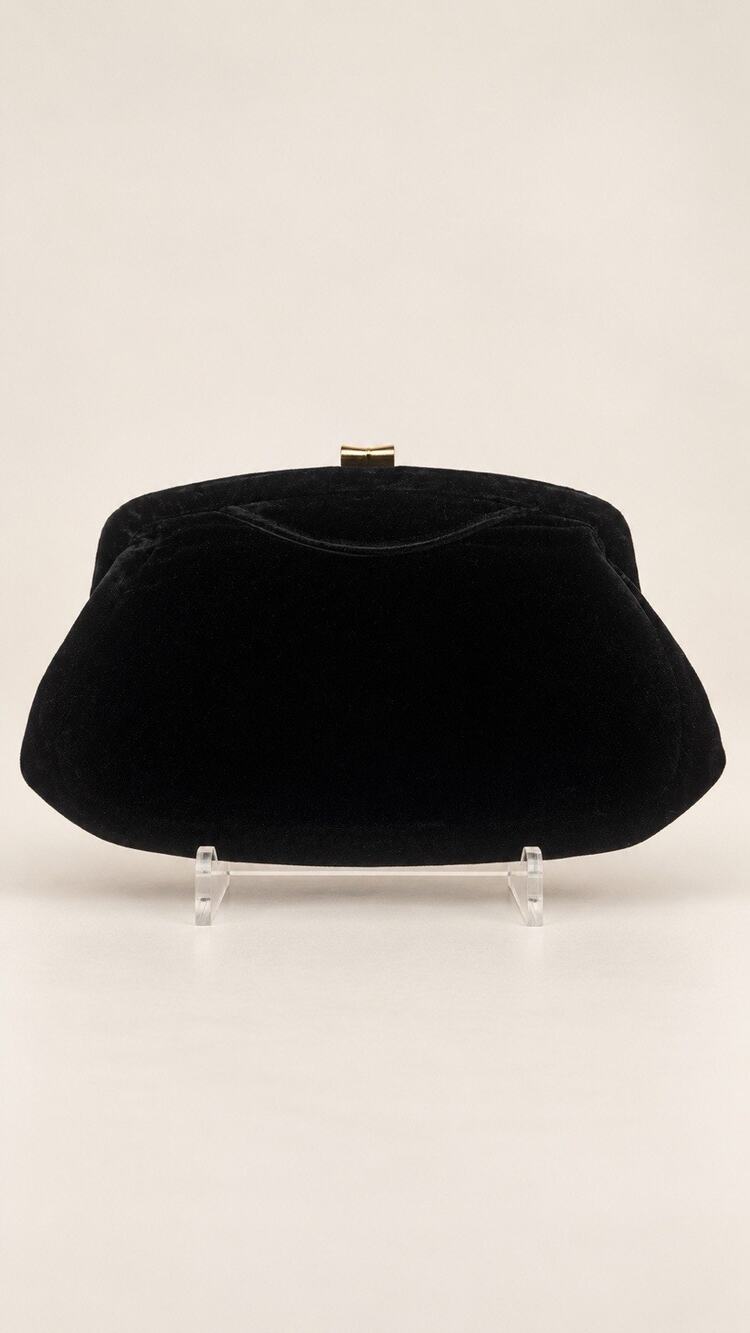 VTG Ingber Velvet Clutch Small Purse Gold Hardware With Hand Strap